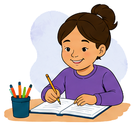Girl doing homework graphic